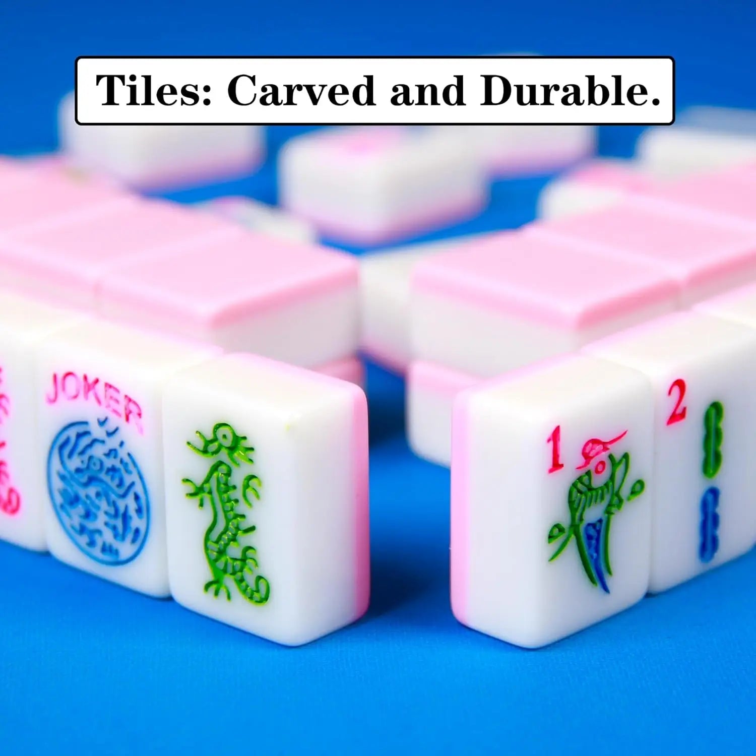 Pink American Mahjong Set 166 Mahjong Tiles 1.2-Inch Table Board Game Set for Adults & Beginners