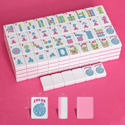 Pink American Mahjong Set 166 Mahjong Tiles 1.2-Inch Table Board Game Set for Adults & Beginners